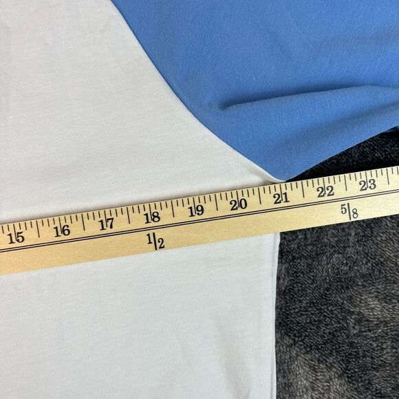 Alphalete 3/4 Sleeve Baseball T-Shirt Performance Fit White Blue Men's M Stretch - Picture 5 of 11